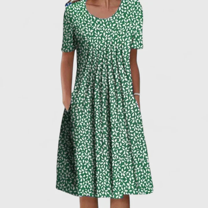 Women’s Vibrant Floral Dress with Pockets