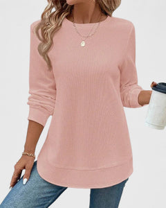 Women’s O-Neck Long Sleeve Top with Comfort