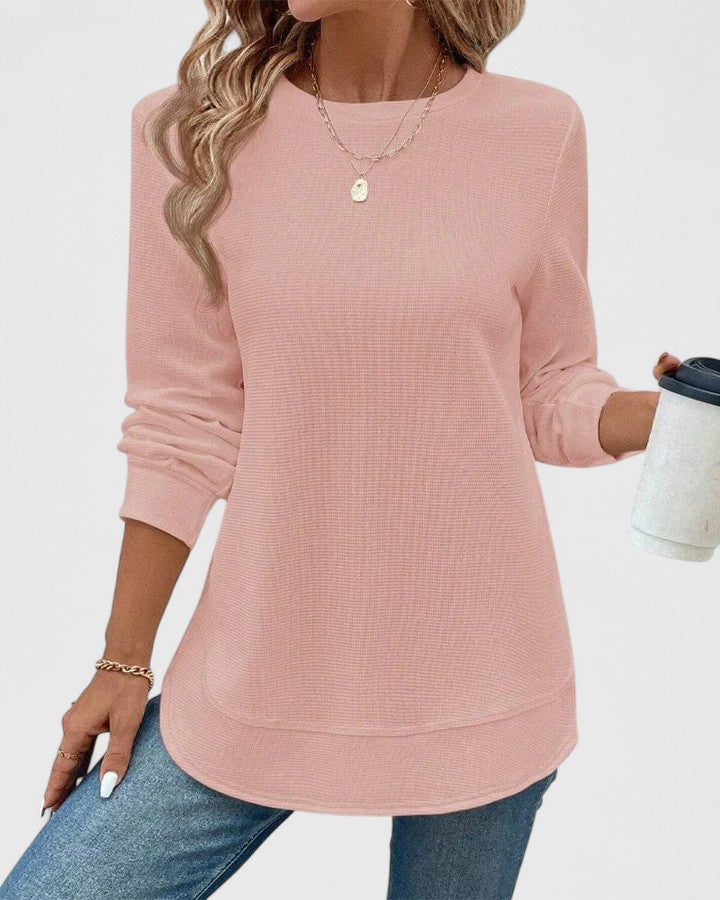 Women’s O-Neck Long Sleeve Top with Comfort