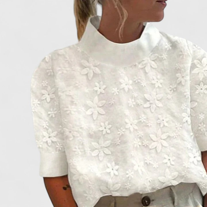 Women’s Sophisticated Blouse with Embroidered Collar