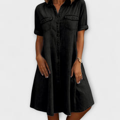 Women’s Knee-Length A-line Dress with Buckle