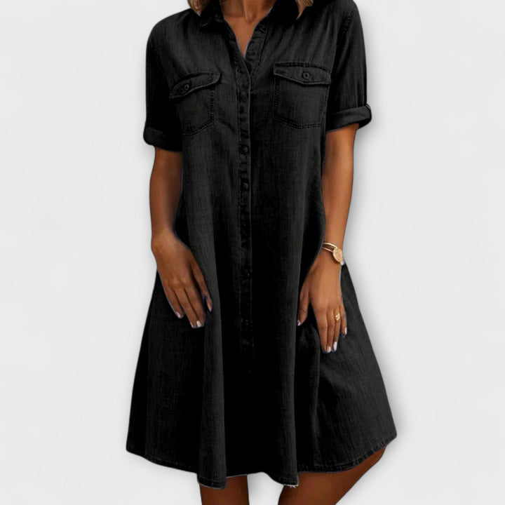Women’s Knee-Length A-line Dress with Buckle