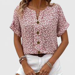 Women’s Floral Blouse with Button-Up Front