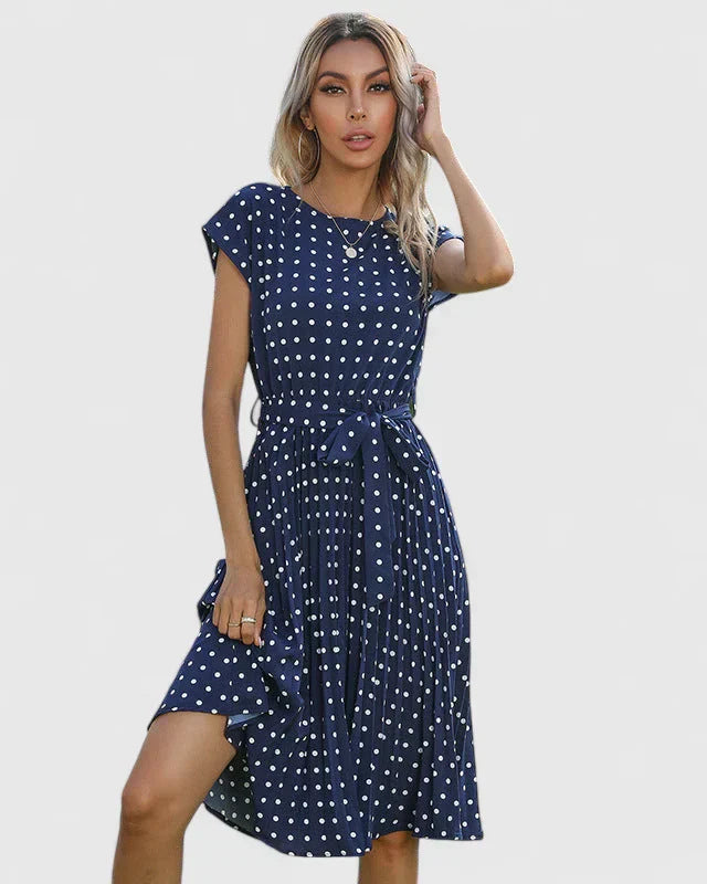 Women’s Polka Dot Dress with Waist Belt