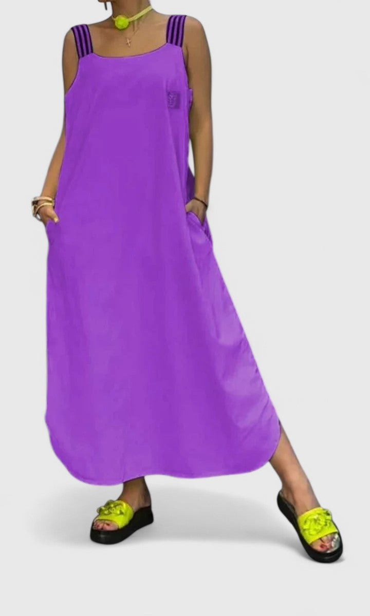 Pandora | Women’s Elegant Suspender Dress with Striped Straps