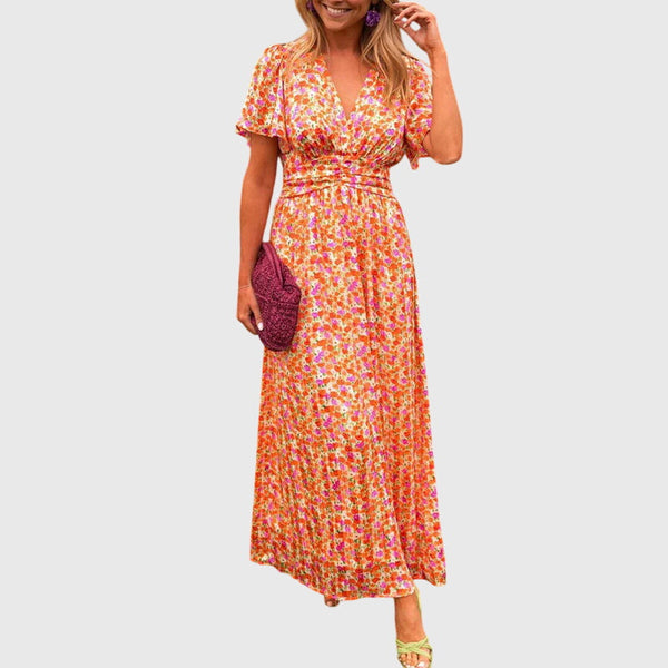 Alice | Women’s Floral Maxi Dress with Cinched Waist