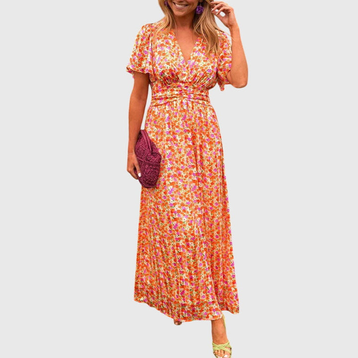 Alice | Women’s Floral Maxi Dress with Cinched Waist