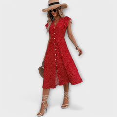 Women’s A-Line Dress - Polka Dot Pattern