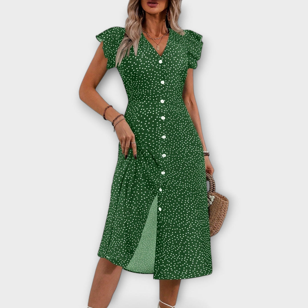 Women’s A-Line Dress - Polka Dot Pattern