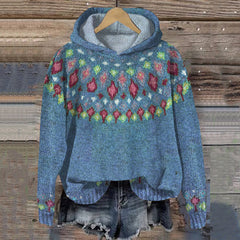 Women’s Comfortable Hoodie with Colorful Jacquard Pattern