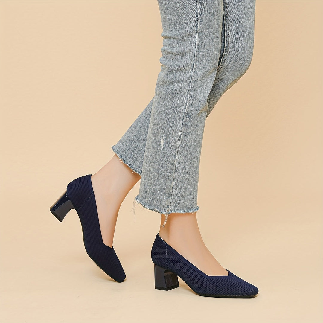 Women's Square Toe Chunky Low Heels
