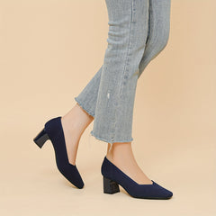 Women's Square Toe Chunky Low Heels
