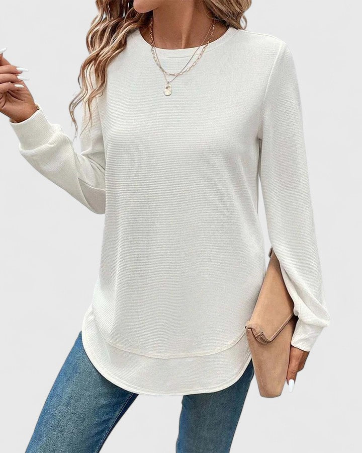 Women’s O-Neck Long Sleeve Top with Comfort
