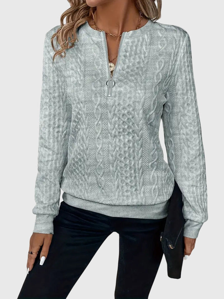 Nora | Women’s Cable Knit Sweater with Zipper