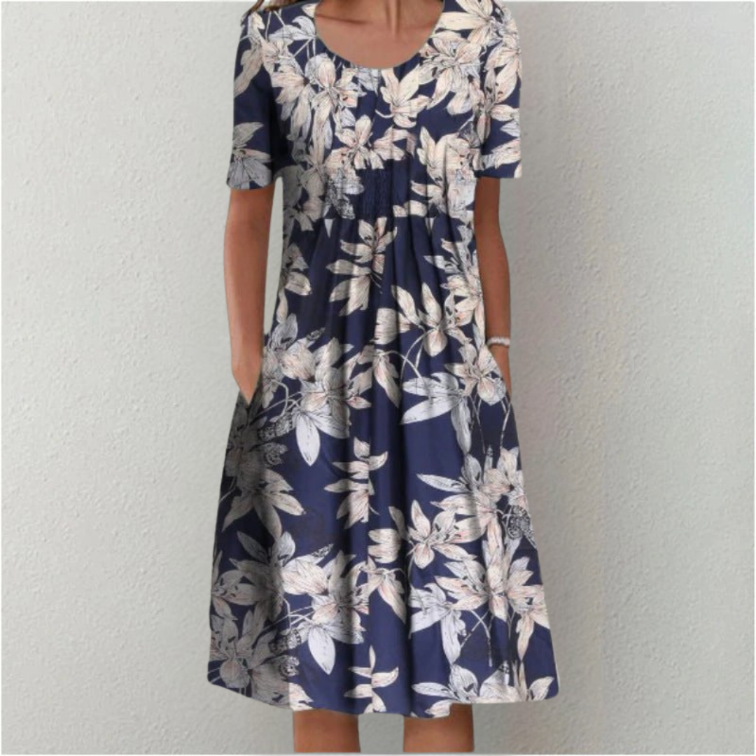 Women’s Vibrant Floral Dress with Pockets