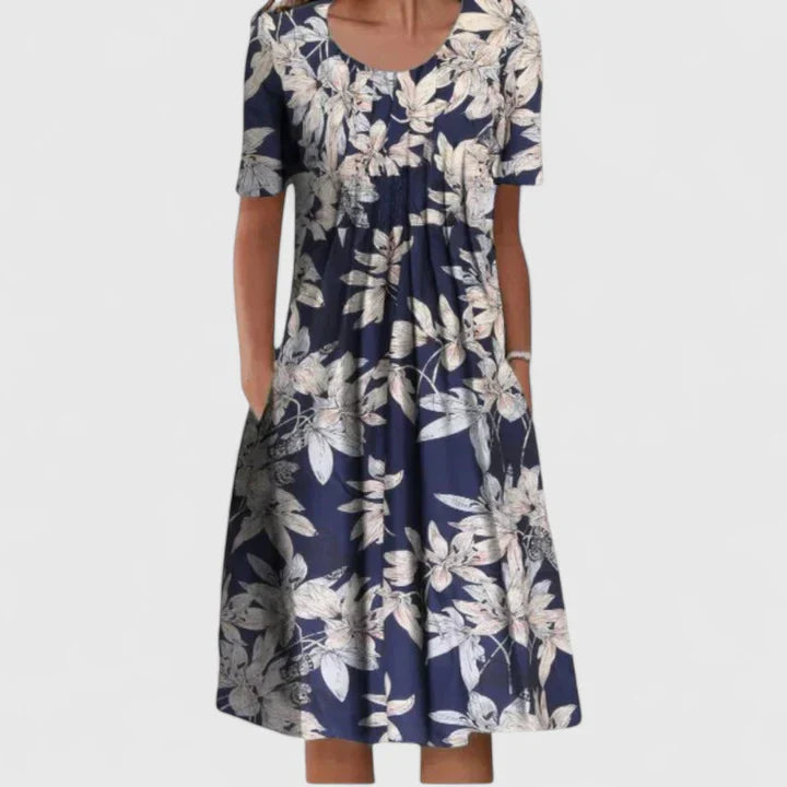 Women’s Vibrant Floral Dress with Pockets