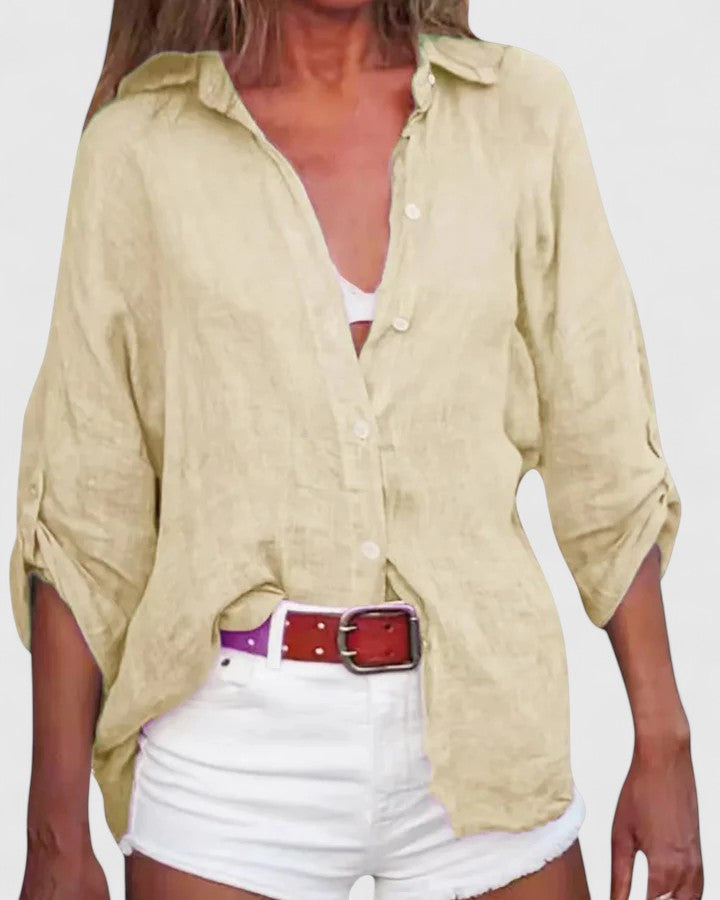 Women’s Sophisticated Collared Top with Loose Fit