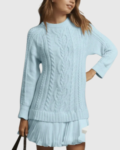 Eira | Women’s Cable Knit Sweater Dress with Pleats
