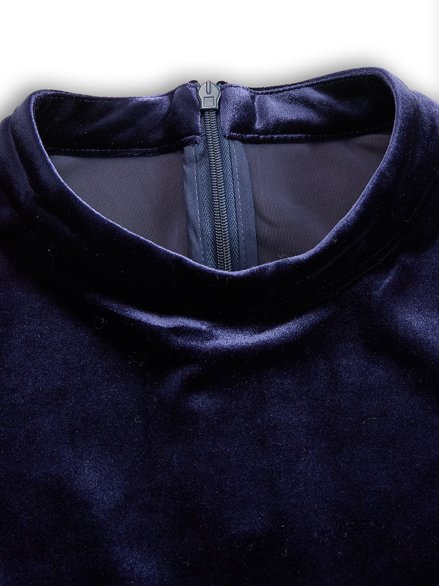 Women’s Navy Midi Dress with Cinched Waist