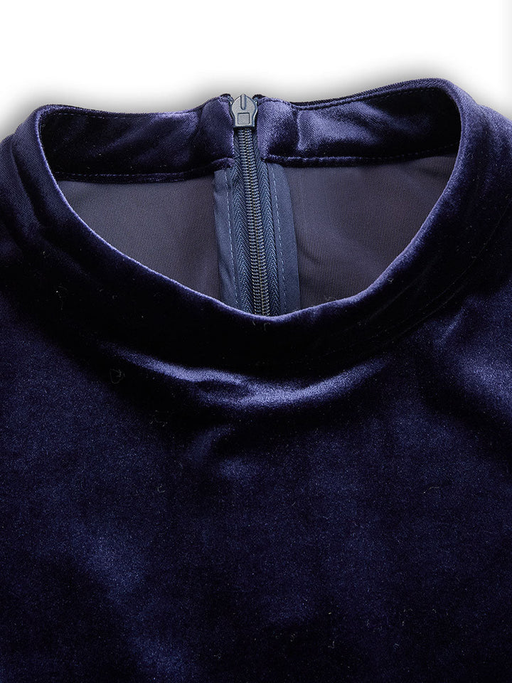 Women’s Navy Midi Dress with Cinched Waist