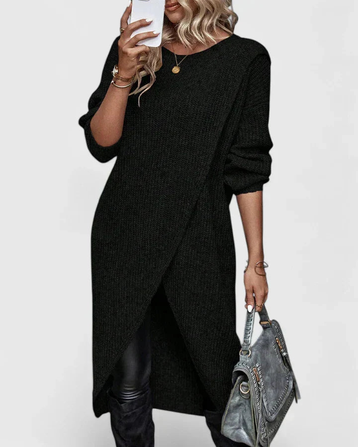 Women’s Elegant Sweater Dress with Wrap Front