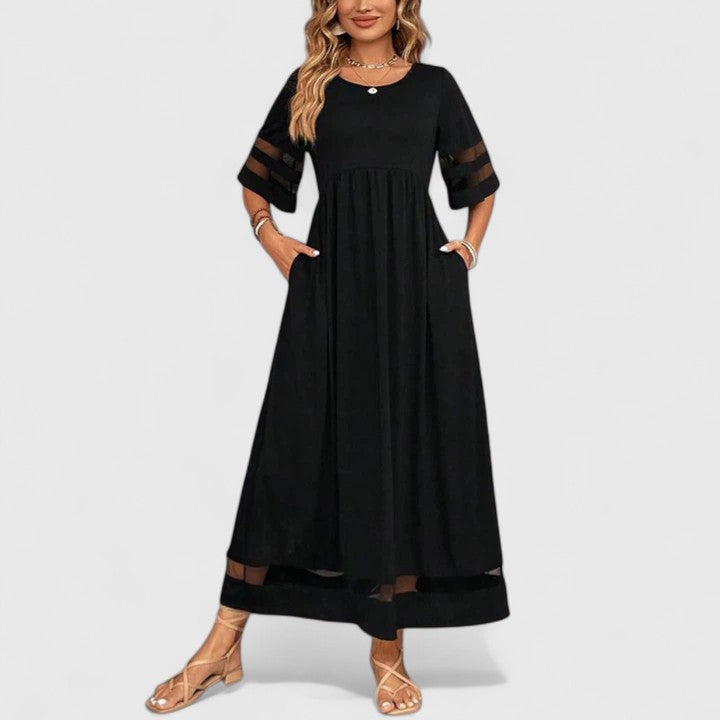 Women’s Elegant Maxi Dress - Round Neckline