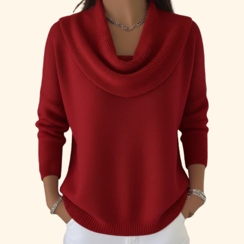 Women’s Elegant Sweater with Draped Collar