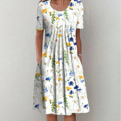 Women’s Vibrant Floral Dress with Pockets