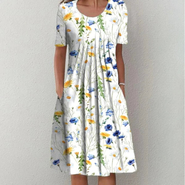 Women’s Vibrant Floral Dress with Pockets
