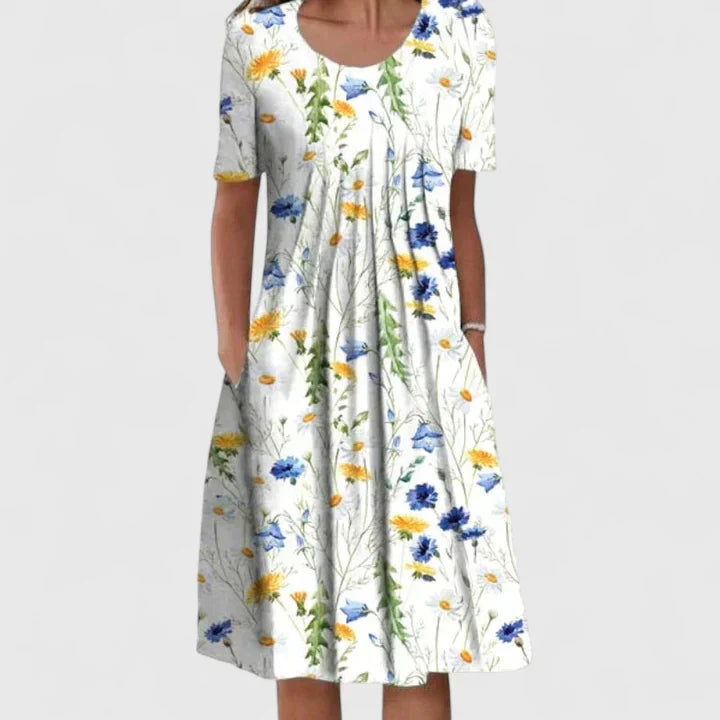 Women’s Vibrant Floral Dress with Pockets