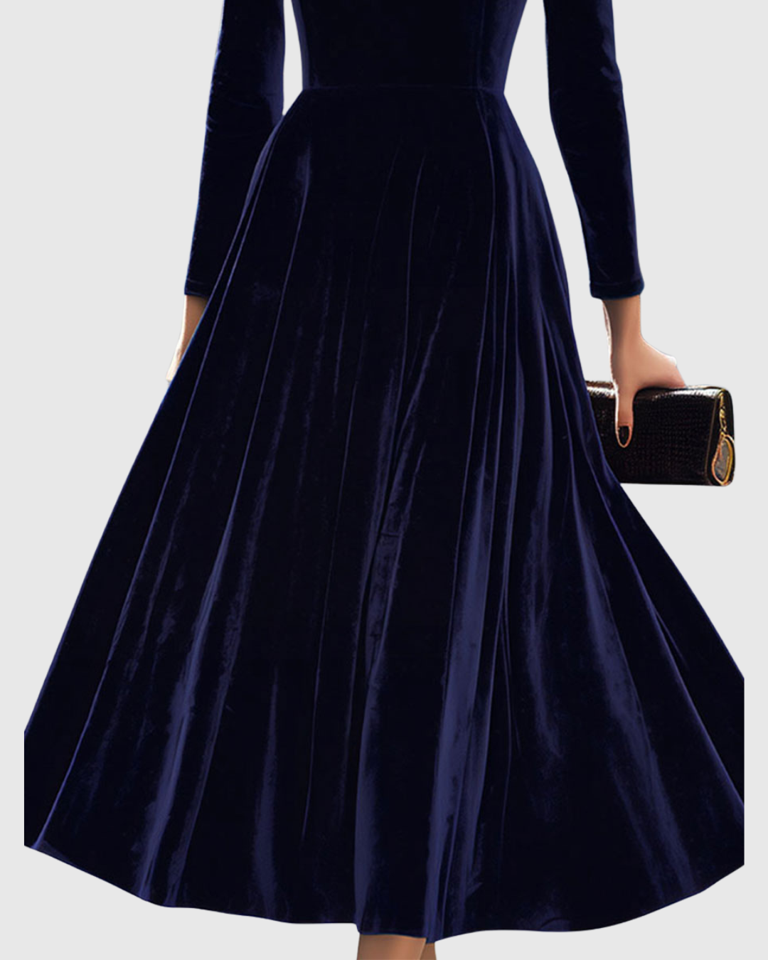 Women’s Navy Midi Dress with Cinched Waist