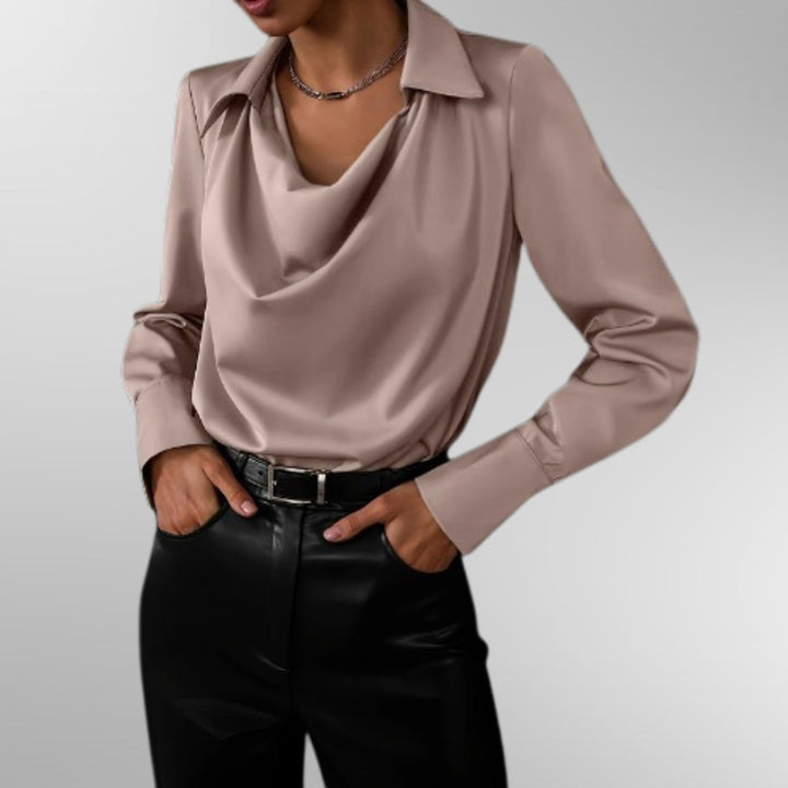Women’s Elegant Blouse with Draped Neckline