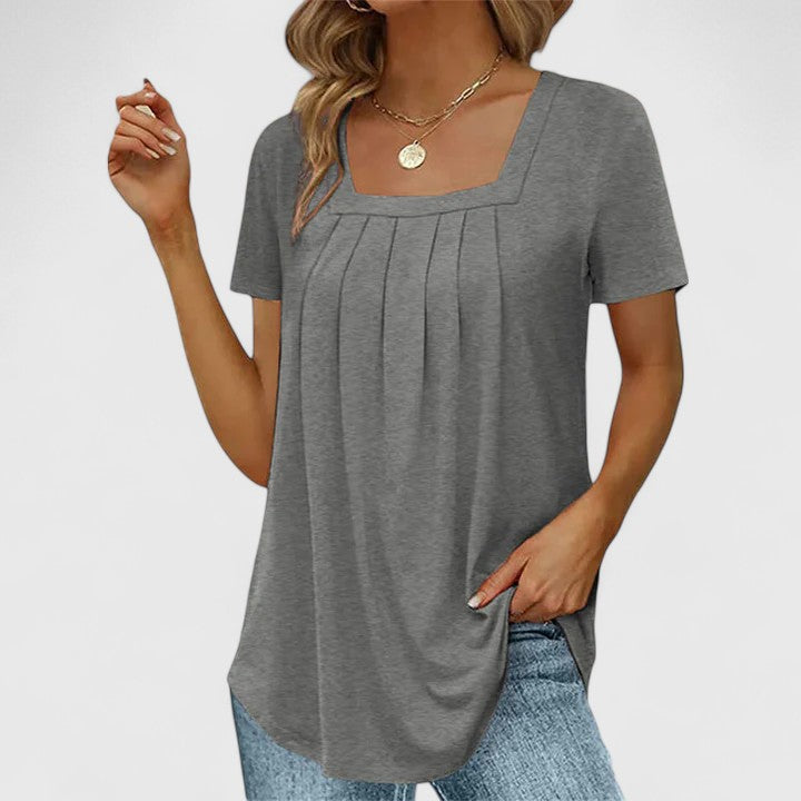 Lenabria | Women’s Pleated Blouse with Square Neckline