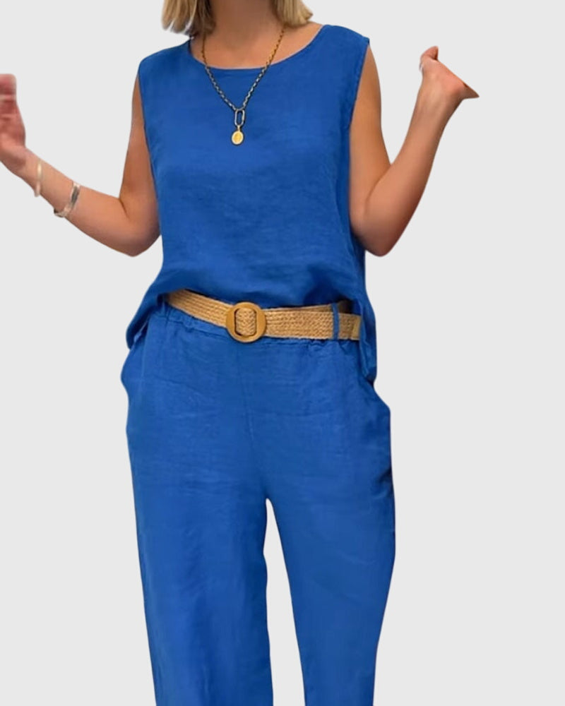 Lenila | Women’s Bohemian Two-Piece Set with Belt Pockets