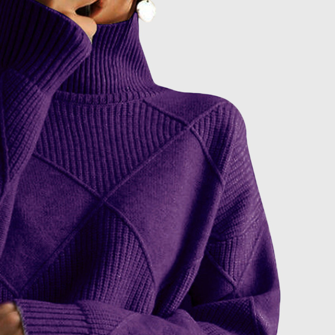 Women’s Geometric Pattern Turtleneck Sweater with Warmth