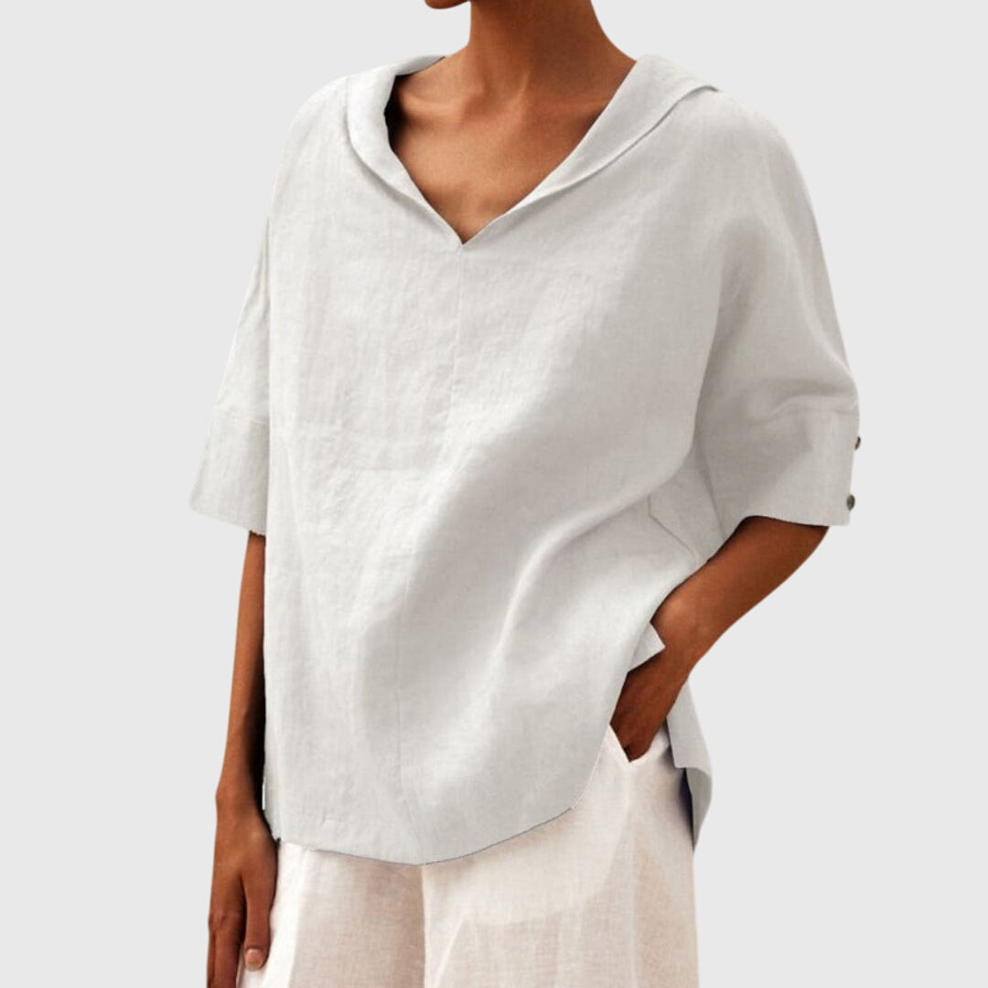 Women’s Casual Loose-Fit Blouse with V-Neck