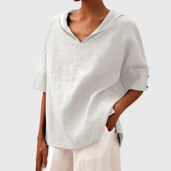 Women’s Casual Loose-Fit Blouse with V-Neck