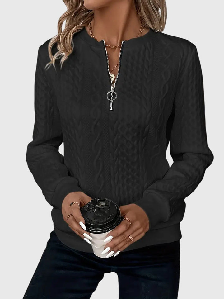 Nora | Women’s Cable Knit Sweater with Zipper