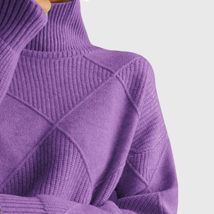 Women’s Geometric Pattern Turtleneck Sweater with Warmth