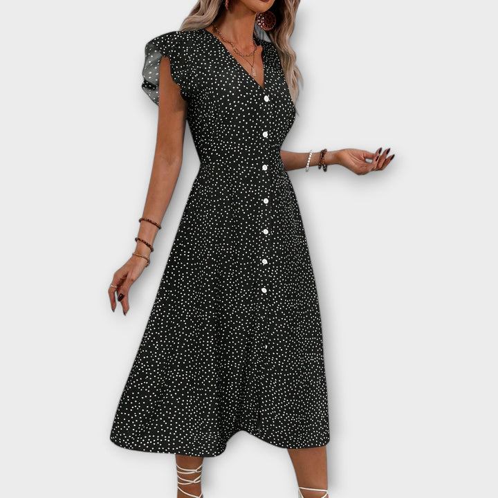 Women’s A-Line Dress - Polka Dot Pattern