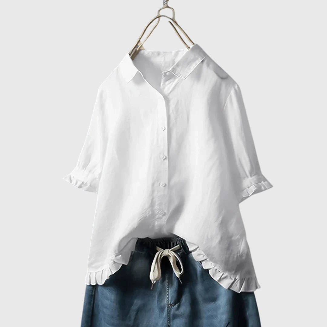 Women’s Elegant Shirt with Ruffle Hem