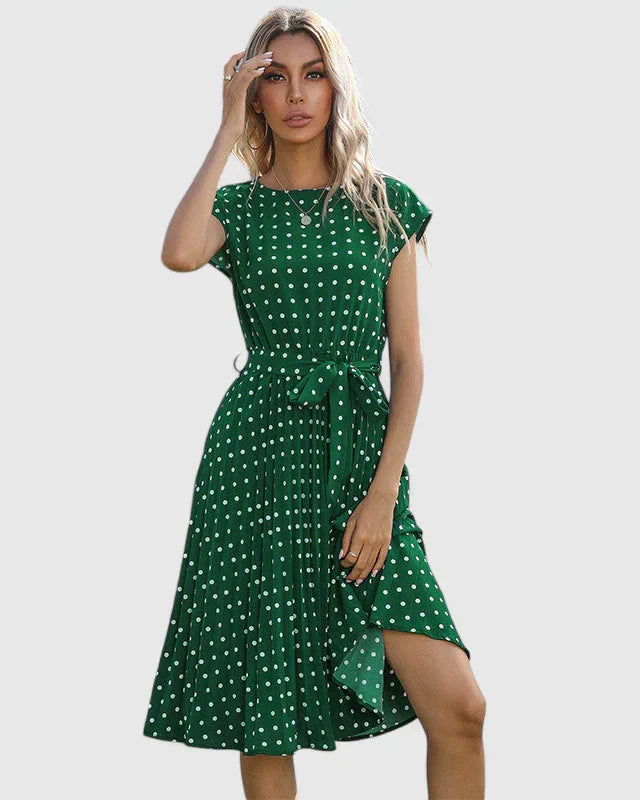 Women’s Polka Dot Dress with Waist Belt