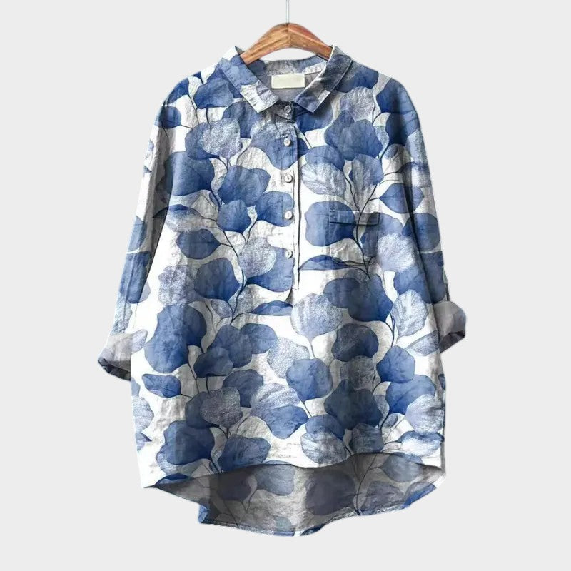 Women’s Leaf-Print Blouse with Lightweight Comfort