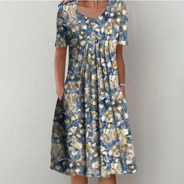 Women’s Vibrant Floral Dress with Pockets