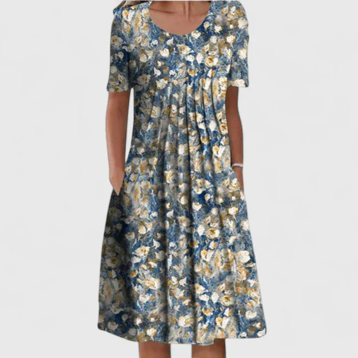 Women’s Vibrant Floral Dress with Pockets