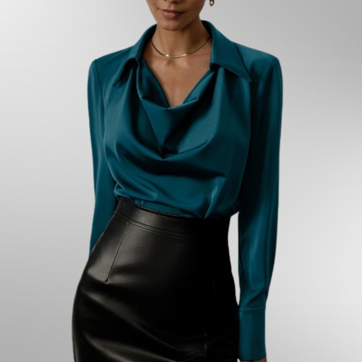 Women’s Elegant Blouse with Draped Neckline