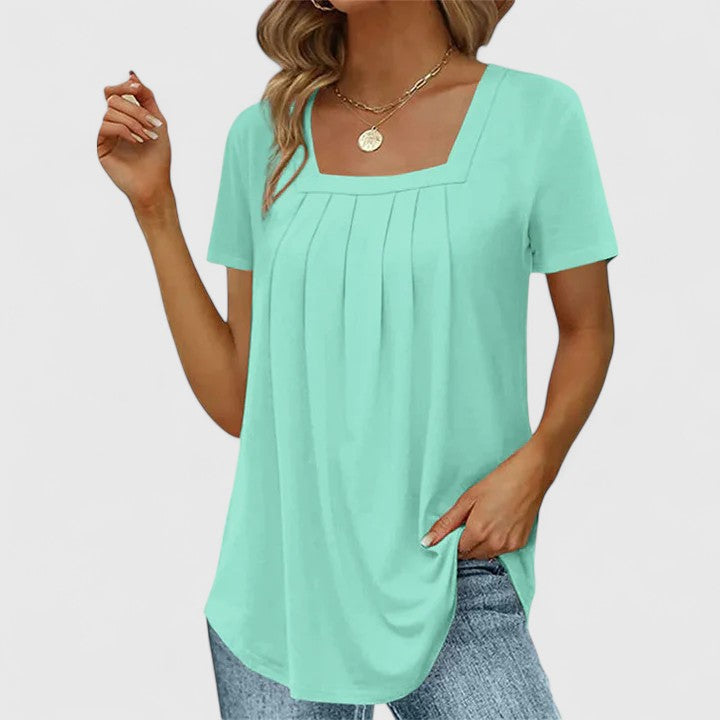 Lenabria | Women’s Pleated Blouse with Square Neckline