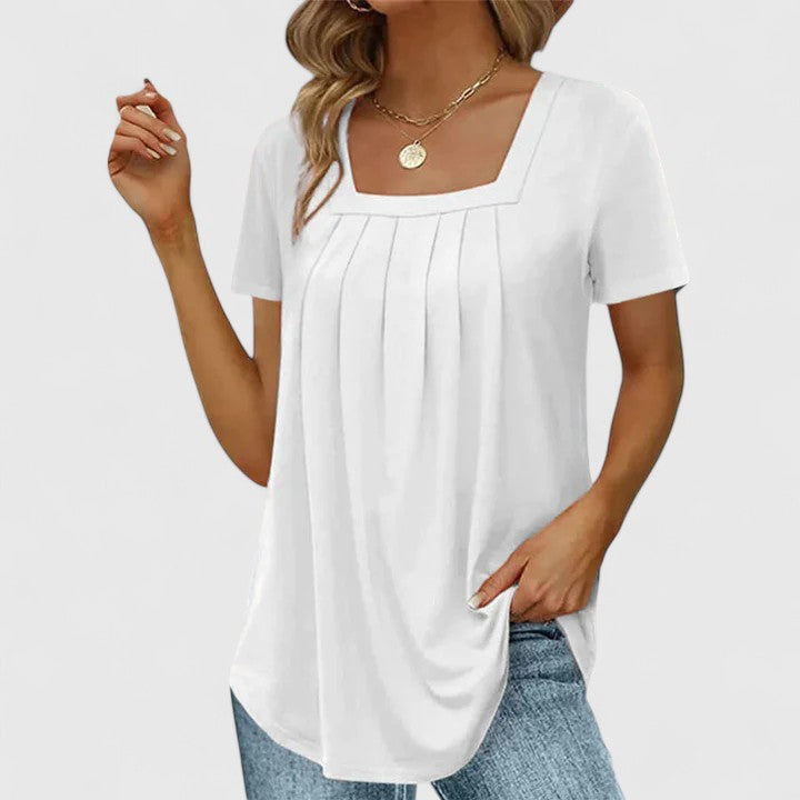 Lenabria | Women’s Pleated Blouse with Square Neckline
