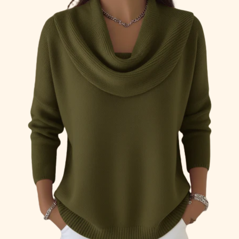 Women’s Elegant Sweater with Draped Collar