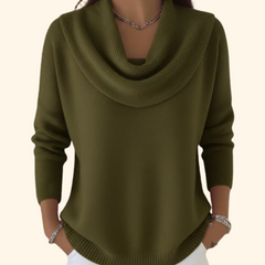 Women’s Elegant Sweater with Draped Collar